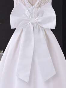 SHEIN Girls' Elegant White Sleeveless Midi Dress, Suitable For Party, Holiday, Formal Occasion, Wedding, Birthday, Performance And Other Occasions - White - View 5