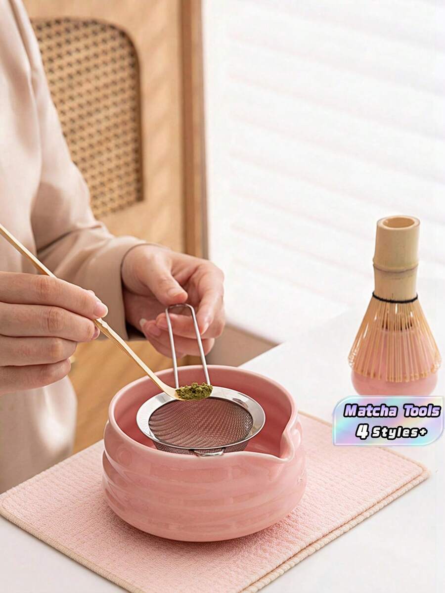 5-Piece Matcha Eggbeater Set - Matcha Set Includes Matcha Eggbeater And Bowl (Matcha Bowl), Sieve, Stand, And Spoon - Complete Set Of Matcha Lattes And Matcha Enthusiasts Gift Japanese Tea Making Tools In 4 Colors - Multicolor - View 1