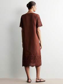 SHEIN Stylify Vestido largo sin mangas de unicolor con cuello en V para mujer - Marrón - Ver 3