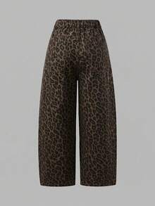 SHEIN MOD Plus Size Women's Leopard Print Flared Leg Jeans - Multicolor - View 2