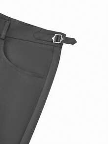 Manfinity Nomadique Pantalones acampanados de unicolor para hombres, vacaciones - Gris Oscuro - Ver 4