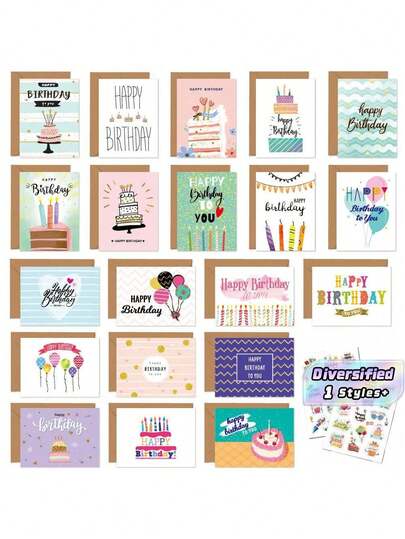1 Thiệp Chúc Mừng Sinh Nhật, Thiệp và Phong Bì Nhỏ, Thiệp Mini, Lời Chúc Sinh Nhật, 20 Thiệp Sinh Nhật và 20 Phong Bì, 2 Hình Dán Trang Trí Sinh Nhật, Thiệp Chúc Mừng Nhỏ Thích Hợp Dùng Làm Thẻ Quà Tặng, Lời Chúc Sinh Nhật, Bộ Tự Làm Thiệp Sinh Nhật Viết Tay Dành Cho Thanh Thiếu Niên Kèm Phong Bì (Vui lòng Lưu Ý Kích Thước)