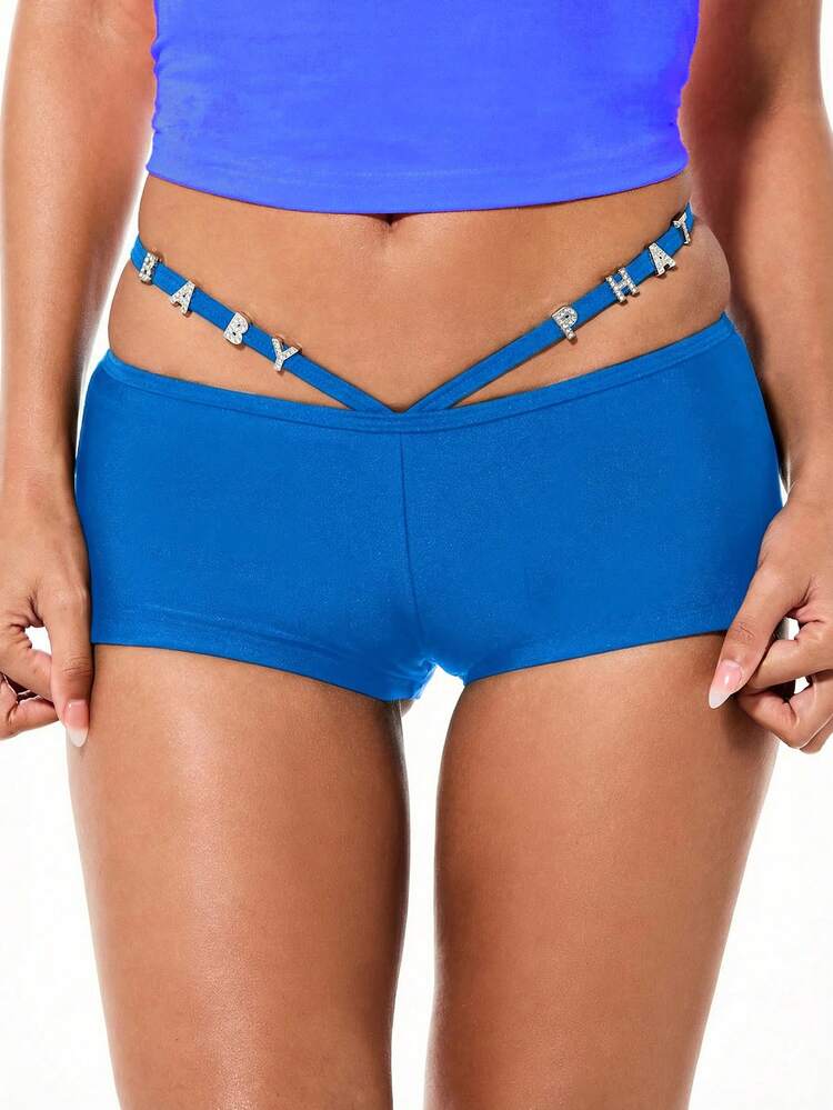 BABYPHAT Calcinha Boyshorts de Maiô Bikini com Detalhes Recortados e Alças Decorativas, Ideal para Praia, Piscina e Férias de Verão