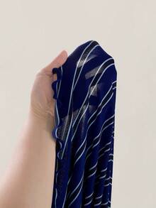 SHEIN ICON Plus Size Colorful Striped Backless Flare Sleeve Knit Dress - Royal Blue - View 10