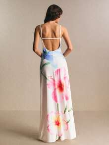 Poéselle Đầm không tay dáng rộng in hoa mùa hè dành cho nữ - trắng - Xem 6