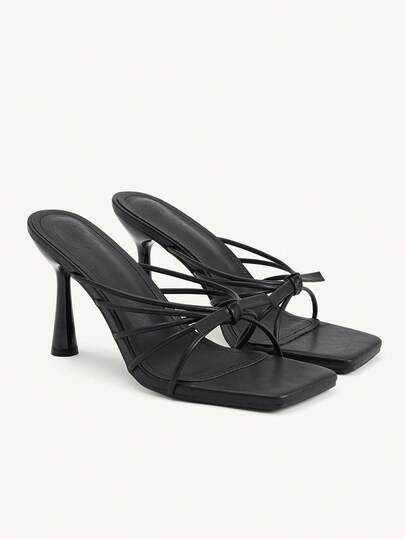 CUCCOO CHICEST Women's Fashion High Heel Sandals, Bow Stiletto PU Global Four Seasons Commuter Elegant Foundation Festival Outdoor Office Daily Versatile