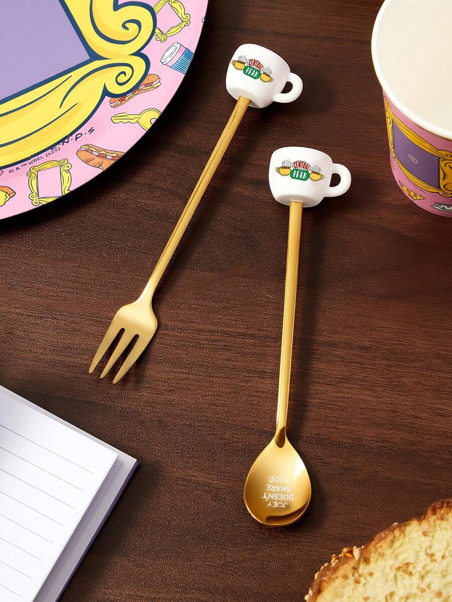 FRIENDS X SHEIN Bộ thìa nĩa vàng 3Dcup - Nhiều màu - Xem 1
