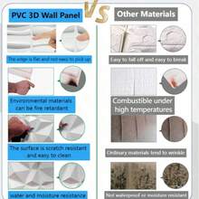 3D PVC墙板，11.8英寸 x 11.8英寸（30厘米 x 30厘米） - 可选10/20/30/40片套装 - 可移除、防水、阻燃 - 适用于客厅/卧室/浴室/商业场所装饰（含胶带）。圣诞节和冬季装饰。新年装饰，将壁纸粘贴在墙上，即可打造墙面艺术。 - 白色 - 查看 4