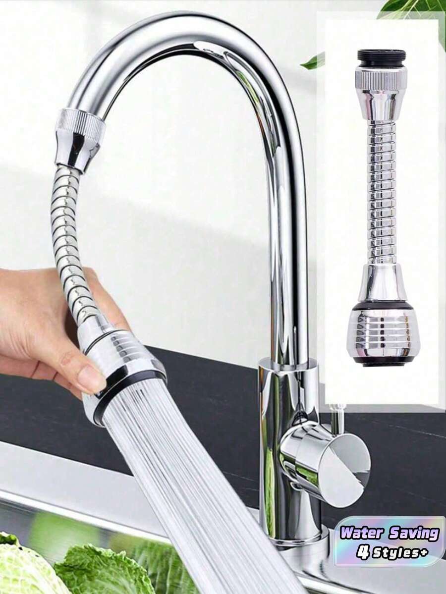 1PC 360 Degree Rotating Faucet Extender Stainless Steel Water Saving Anti Splash Filter Dual Flow Mode Pressure Booster For Bathroom Toilet Kitchen Sink Basin Lavatory Daily Home Water Tap Attachment Accessory
