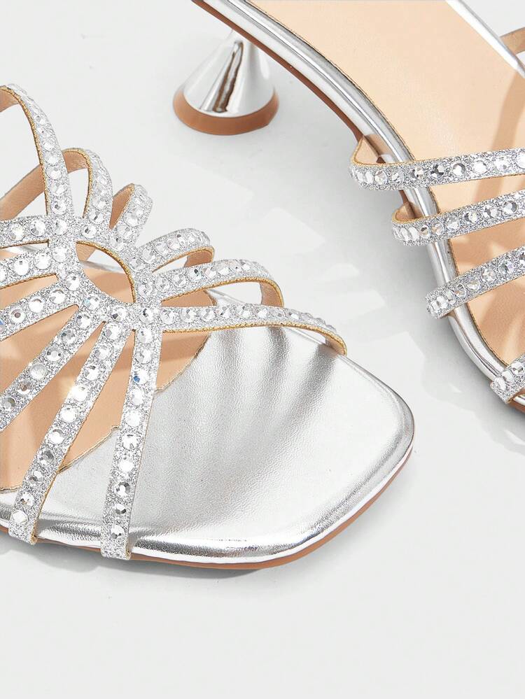 CUCCOO SZL Women's Fashion Galvanized Heel, Rhinestone Embellished High Heel Sandals, Suitable For Outdoor Activities And Parties, Spring And Summer Shoes, Spring Break Easter Dance Heels
