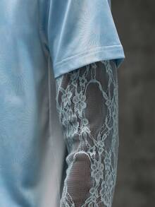 NEON BLANC Men's Digital Print Lace 2 In 1 Long Sleeve - White - View 6