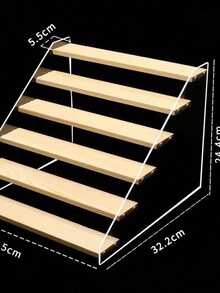 1pc Wooden Multilayer Stepped Display Stand, Wooden Multi-Tier Storage Display Riser For Collectibles, Action Figures, Perfume, Cosmetics, Multipurpose Display Shelf - Beige - View 13
