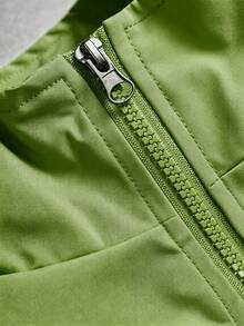 PAVTROS Men's Stand Collar Contrast Color Zip-Up Jacket Football - Olive Green - View 5