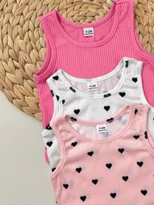 SHEIN Set Pakaian Rumahan Bayi Perempuan: Kamisol dan Celana Pendek Motif Hati - MultiWarna - View 6