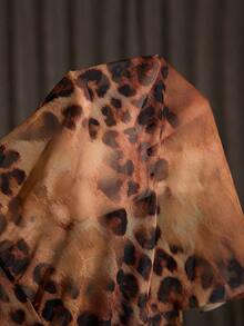 SilkySpell Leopard Print Mesh Sheer Sexy Slit Lace Bow Strap Plus Size Lingerie Jumpsuit - Multicolor - View 8