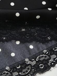 SHEIN PETITE Chân váy midi ren chấm bi thanh lịch dành cho nữ mùa hè - màu đen - Xem 7