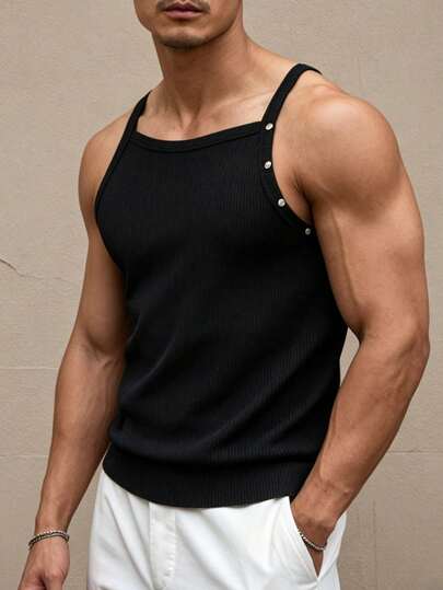 Manfinity AFTRDRK Áo tank top nam màu trơn, kiểu dáng thường ngày, đa năng cho mùa hè.