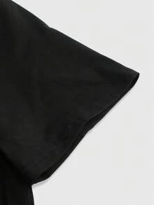 ROMWE MEN Bộ áo thun và quần short nam in hình cây dừa. - màu đen - Xem 3