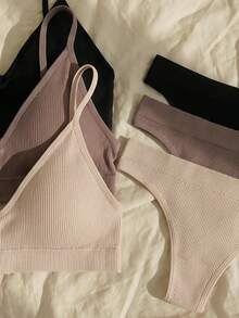 Lullawish 6 piezas/Set Tanga sin costuras y sin aros, estilo casual - Multicolor - Ver 3
