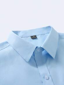 Manfinity Mode Men's Casual Diamond Print Short Sleeve Formal Shirt, Summer - Blue - View 4