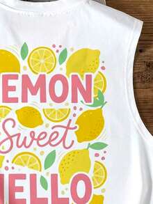 Manfinity Joysei White Lemon Print Sleeveless Tank Top, Suitable For Casual Outings, Island Vacations, Couple Matching, Gift For Boyfriend, Holiday - White - View 4