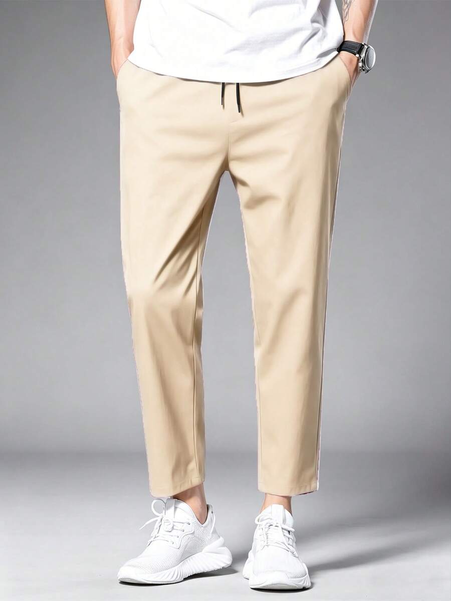 Manfinity Homme Men's Loose Fit Drawstring Waist Pants - Khaki - View 1