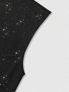ROMWE MEN Street Life Bộ đồ nam gồm áo tank top cổ tròn đính sequin và quần short cạp chun có túi. - màu đen - Xem 5