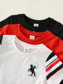 SHEIN Conjunto de 6 peças para bebê menino, casual, fofo e versátil, em tricô com estampa, composto por camiseta de manga curta e shorts com elástico na cintura. Roupa de verão, conjunto versátil com várias peças para combinar. - Multicolorido - Ver 4