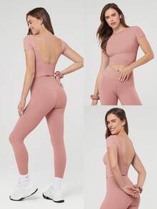 GLOWMODE Optidry Quick-Dry Open-Back Tee Daily Casual Quick Dry Moisture Wicking Spring Summer - Rusty Rose - View 7