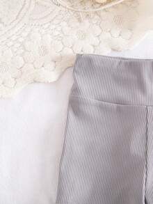 SHEIN 3件套女童纯色爱心图案针织打底裤套装 - 彩色 - 查看 9