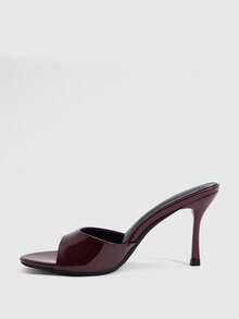 CUCCOO SZL Women's Spring And Summer New Burgundy One-Piece Open Toe High-Heeled Sandals Simple, Fashionable, Sexy And Comfortable Versatile Commuter Women's Sandals Open Toe Sandals Slippers - Burgundy 225B - View 4