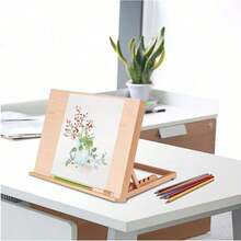 1 Wooden Art Easel - Foldable And Adjustable Desktop Sketch And Painting Stand With Tilting Board,Back To School,School Supplies - Wood Color - View 7