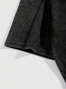 ROMWE MEN Goth Kaos Lengan Pendek Kasual Pria Motif Kepingan Salju untuk Musim Panas - Hitam - View 5