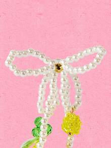 Popjeli Pearl Bow Lemon Earrings,Y2K/Cute/Colorful/Chic,DIY,PINK,Summer/Beach/Prom/Part/Vacation/Travel,For Mom/Women/Girl/Mother,Heart,Floral - White - View 6