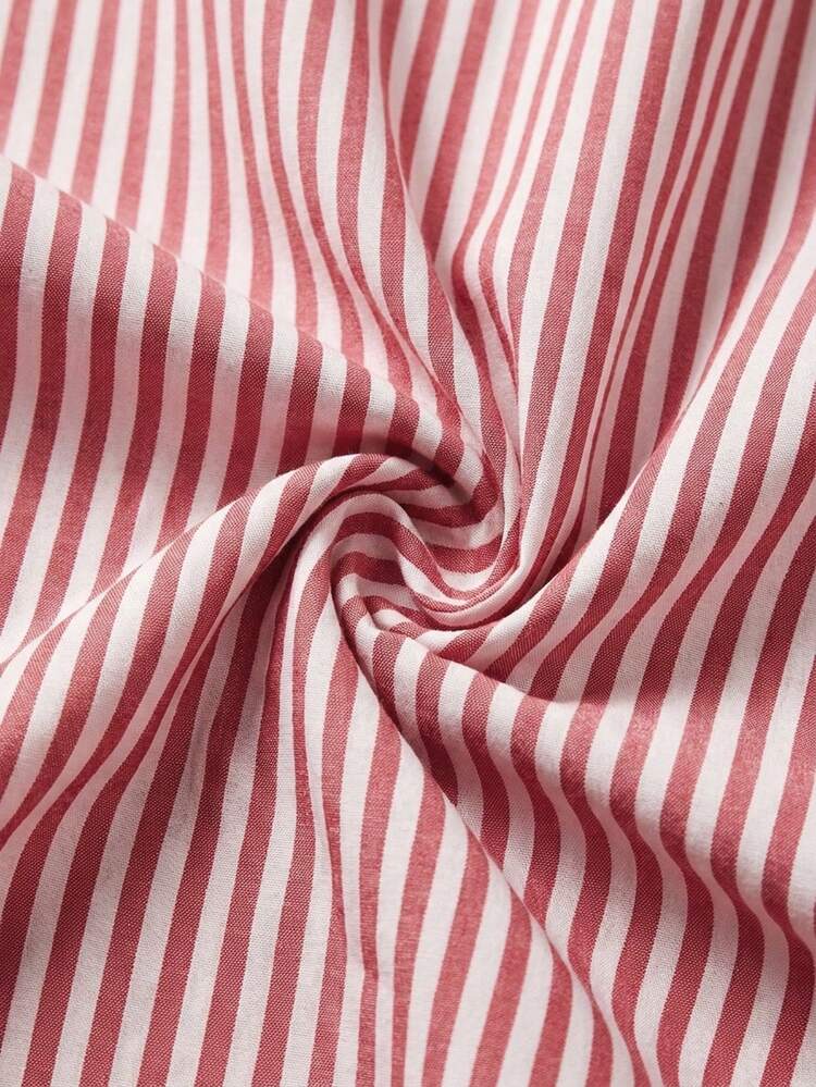 Plus Size Women Fashion Versatile Striped Button Front Dress Summer Summer Outfit For Women Festival Outfits For Women Beach Outfits For Women Vacation Outfits Women Holiday Outfits  For Women Country Concert Outfit Summer Dress
