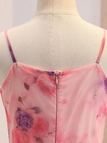 Đầm dạ hội lưới in họa tiết tối giản dành cho bé gái - Hồng - Xem 6