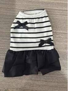 宠物衣服 条纹简约透气狗狗连衣裙 适合小型宠物 - 黑與白 - 查看 16