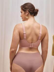 Bralution 1 Pc Plus Size Women's Seam-Free Padded Wirefree Bra With Adjustable Wide Straps, Comfortable Supportive Fit, Lift - Dusty Pink - View 3