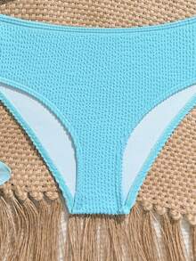 SHEIN Teen Girl Fashionable Minimalist Metal Starfish Decor Bikini Set - Blue - View 4