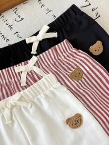 LMoss Kids Quần short in hình gấu kẻ sọc cho bé trai - Nhiều màu - Xem 5