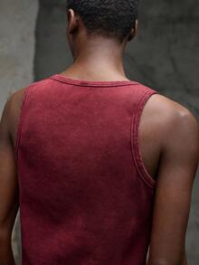 NEON BLANC Áo tank top nam mùa hè dáng ôm không tay, màu đỏ tía trơn, họa tiết bông tuyết đục lỗ. - Màu Đỏ Sâu - Xem 6