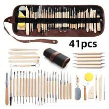 Bộ dụng cụ làm gốm và điêu khắc cán gỗ 41/45 món, thích hợp cho gốm sứ, đất sét polymer và đất sét nhựa - Bộ dụng cụ chạm khắc, tạo hình và nặn không dùng điện. - Nhiều màu - Xem 15