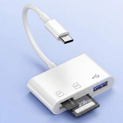 Teckwe 3-In-1 Type-C OTG SD/TF Card Reader With USB Port