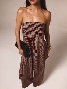 COSMINA Women's Striped Print Bandeau Jumpsuit - Multicolor - View 5