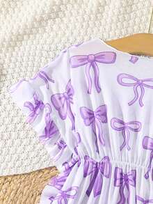 Girls Bow Print Random Print Sunscreen Cover-Up - Mauve Purple - View 6