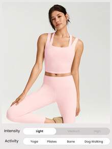 GLOWMODE FeatherFit™ Bra Olahraga Tali Ganda untuk Yoga, Pilates, dan Aktivitas Harian dengan Dampak Rendah - Berwarna merah muda - View 8
