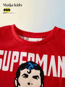 Maija Kids SUPERMAN X SHEIN Maija Kids Bộ 2 áo thun ngắn tay cổ tròn chất liệu mềm mại họa tiết siêu anh hùng dành cho bé trai. - Nhiều màu - Xem 5