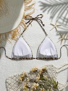 Slaydiva Áo croptop cỡ lớn cổ yếm, dây mảnh, họa tiết da báo, cúp ngực tam giác - Nhiều màu - Xem 2
