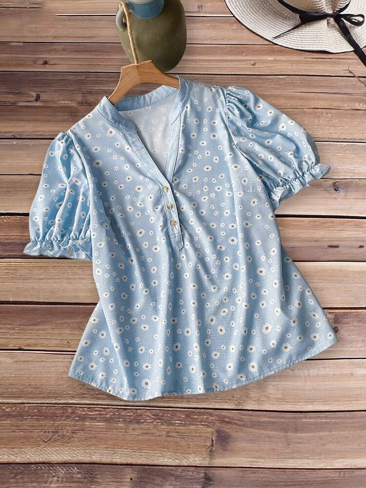 Plus Size Women Spring Casual Vacation Floral Print Shirt Beach Outfit For Women Summer Outfits For Women Casual Blouses For Women