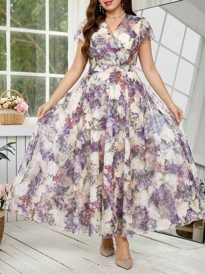 Reflora Plus Size Women's Elegant Floral Print Dress, Summer Wedding Guest Dress Women's Fashion Graduation Dress For Women Graduation Outfit For Mother Graduation Ceremony Birthday Dresses For Women Birthday Outfits For Women Carnival Costume Carnival Women Look 2026 Women Carnival Costume Carnival Outfit Carnival Costume For Women Women's Carnival Costume Summer Outfits For Women Summer Clothes Summer Vacation Outfits Summer Outfits For Woman Summer Clothes Women Elegant Dresses For Women Elegant Dress For Women Elegant Dresses For Party Elegant Dress Women High-Quality Dress Floral Dress Floral Dresses For Women Flower